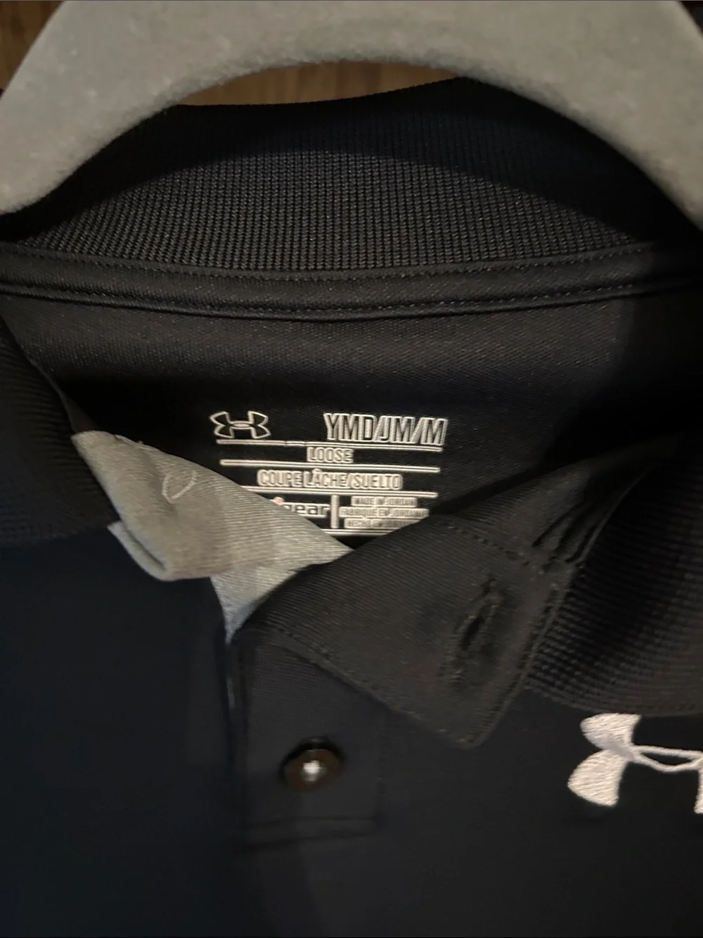 Under Armour Black Polo with White Logo - Kids